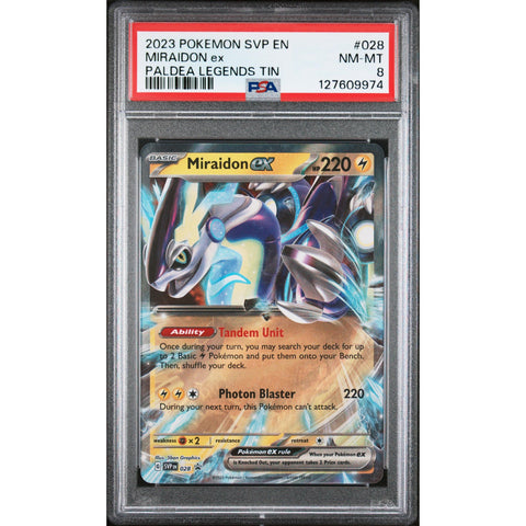2023 POKEMON PROMO MIRAIDON PALDEA LEGENDS TIN SVP028 PSA 8