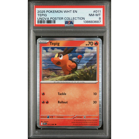 2025 POKEMON WHITE FLARE TEPIG UNOVA POSTER COLLECTION 011/086 PSA 8