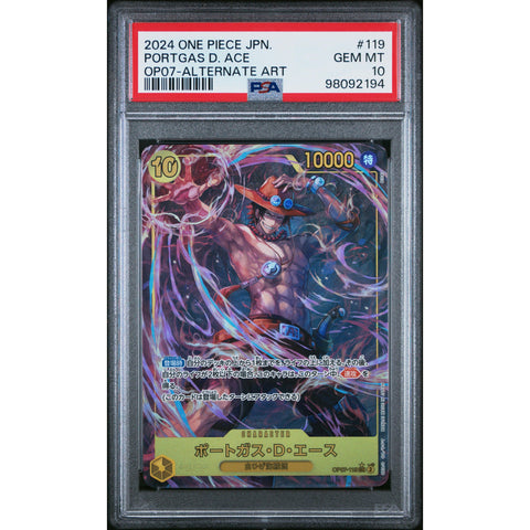 2024 ONE PIECE JPN 500 YEARS PORTGAS D.ACE SECRET ALTERNATE OP07-119 PSA 10